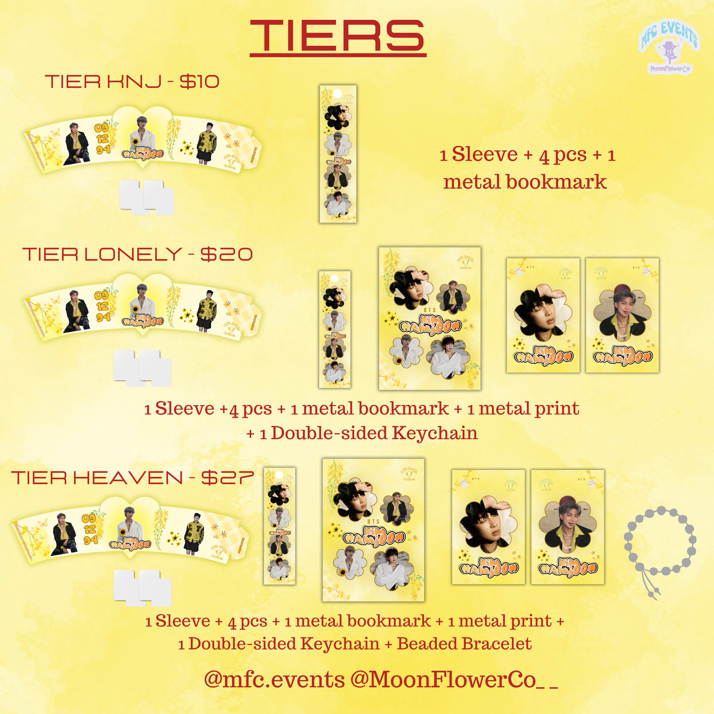 BTS RM B-day Cupsleeve Event - Tier/Tier Items